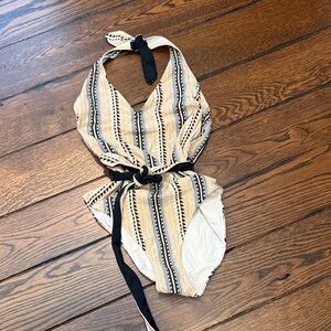 Lemlem Tan and Black One Piece Swimsuit